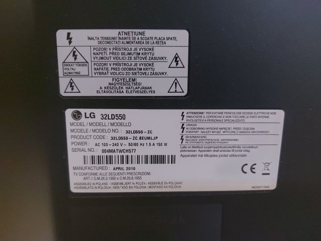 TV LG 32" con mando a distancia