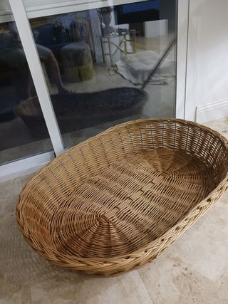 Cesta mimbre oval grande, cama para perro