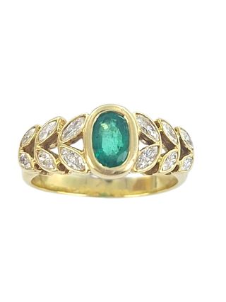 Anillo oro 18k Esmeralda Brillantes