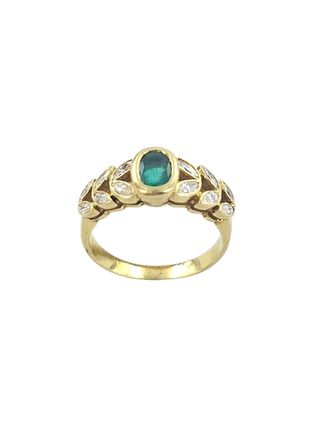 Anillo oro 18k Esmeralda Brillantes