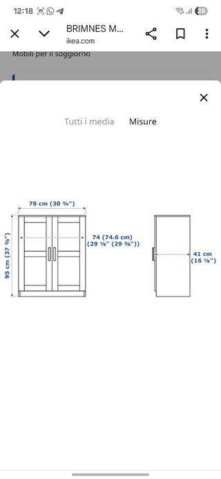 BRIMNES IKEA armadietto bianco, piccola credenza