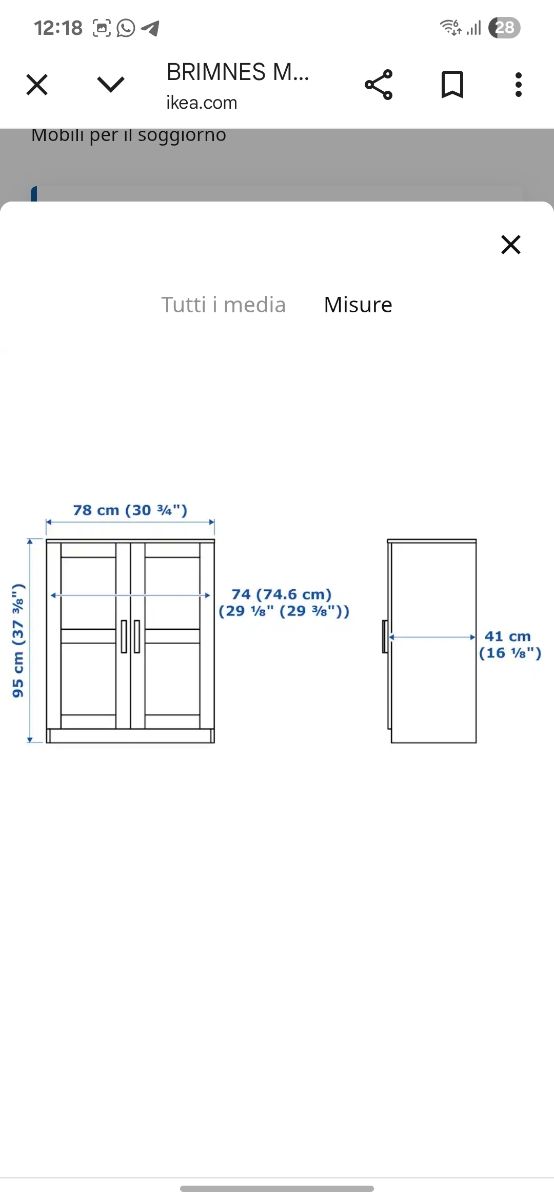 BRIMNES IKEA armadietto bianco, piccola credenza