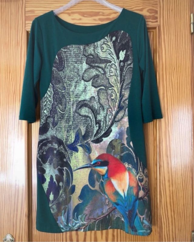 Vestido verde estampado T.M