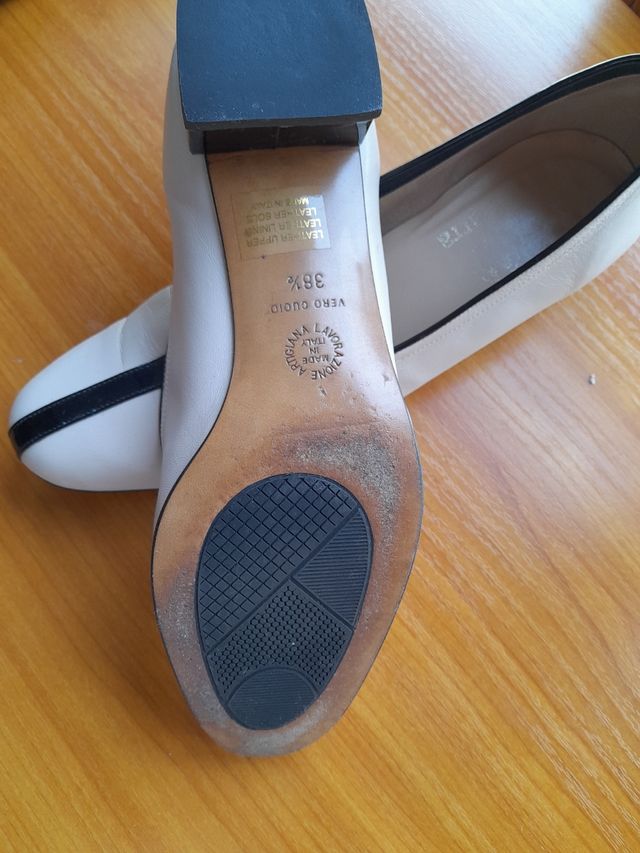 Zapatos tacón piel beige-marrón