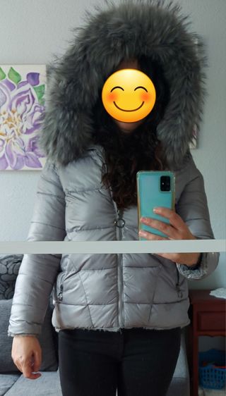 Parka reversible gris con capucha