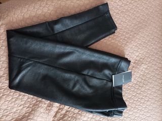 Pantaloni nero ecopelle donna