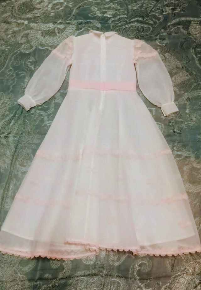 Vestido comunión vintage blanco-rosa