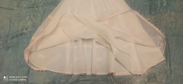 Vestido comunión vintage blanco-rosa