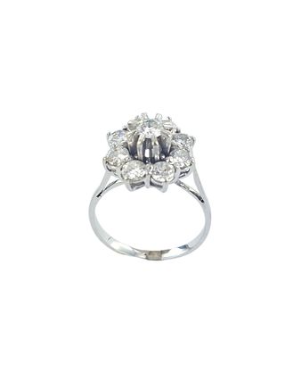 Anillo solitario rosetón brillantes oro 18k