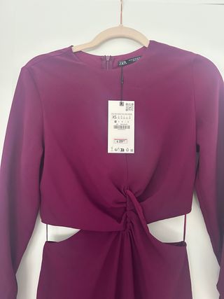 Vestido midi Zara morado XS