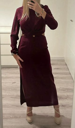 Vestido midi Zara morado XS