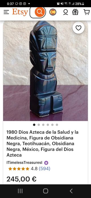 Figura Dios Azteca Obsidiana