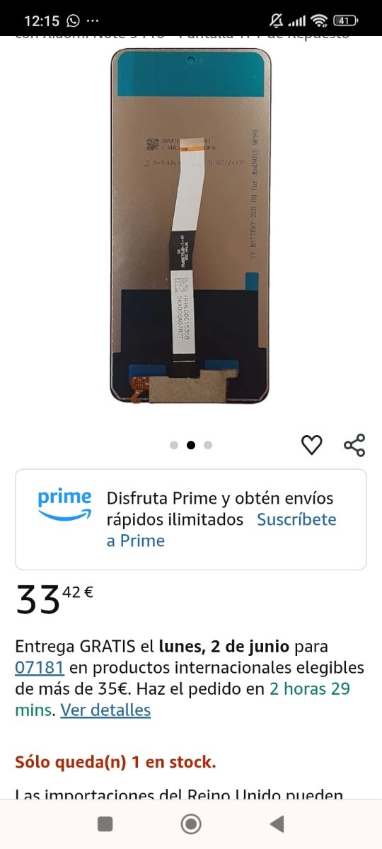 Schermo Xiaomi Redmi Note 9