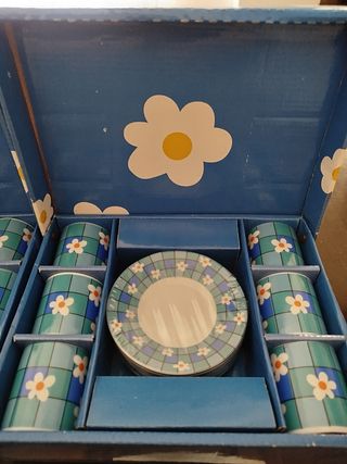 Juego café/té 6 tazas porcelana