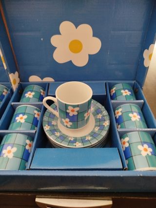 Juego café/té 6 tazas porcelana