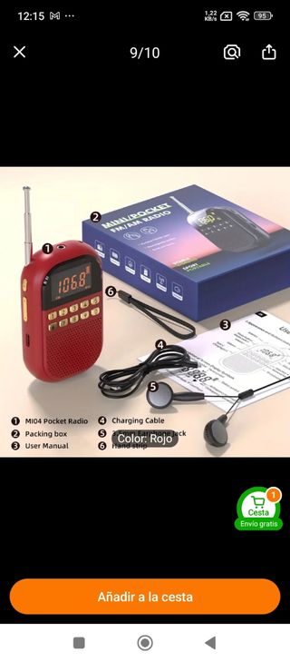 Radio portátil con batería tarjeta SD para MP3