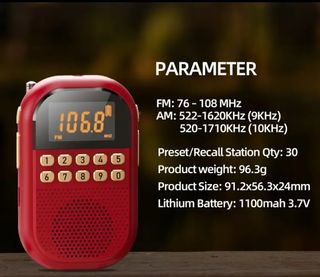 Radio portátil con batería tarjeta SD para MP3