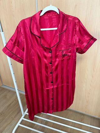 Camisón seda rayas - Rojo