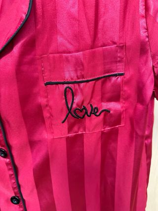 Camisón seda rayas - Rojo