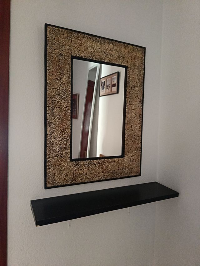 Espejo con balda - marrón y negro