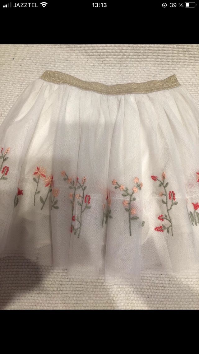 Falda tul niña bordada flores
