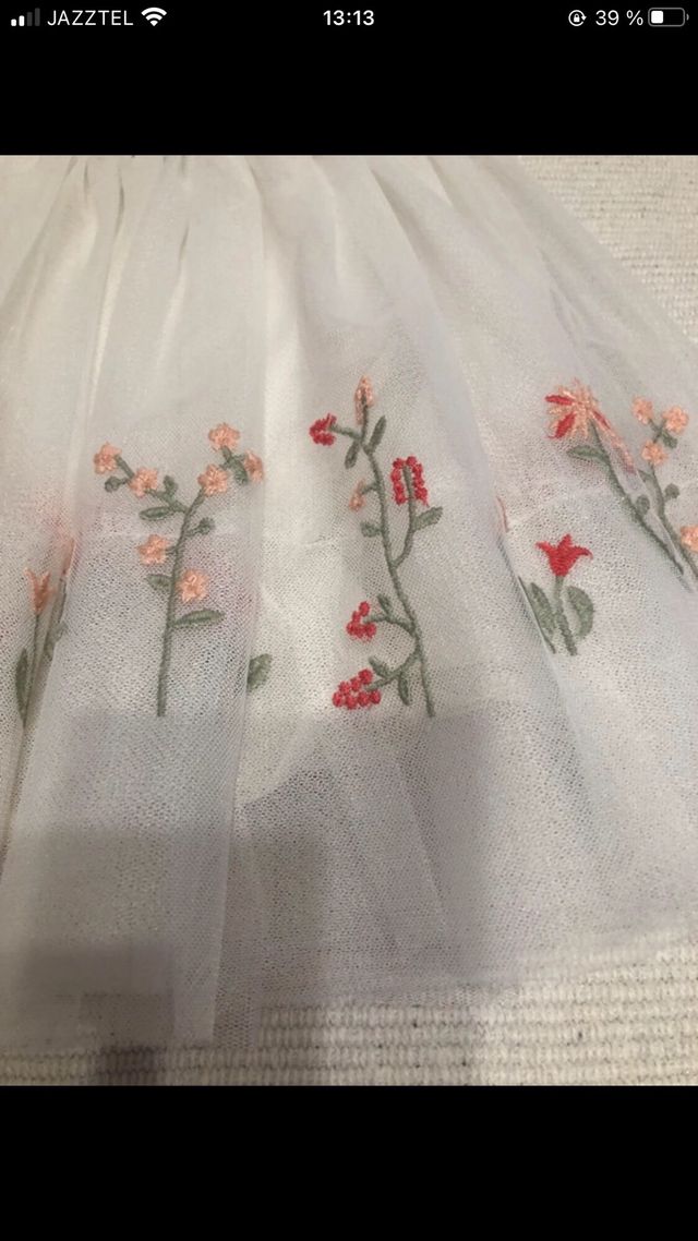 Falda tul niña bordada flores