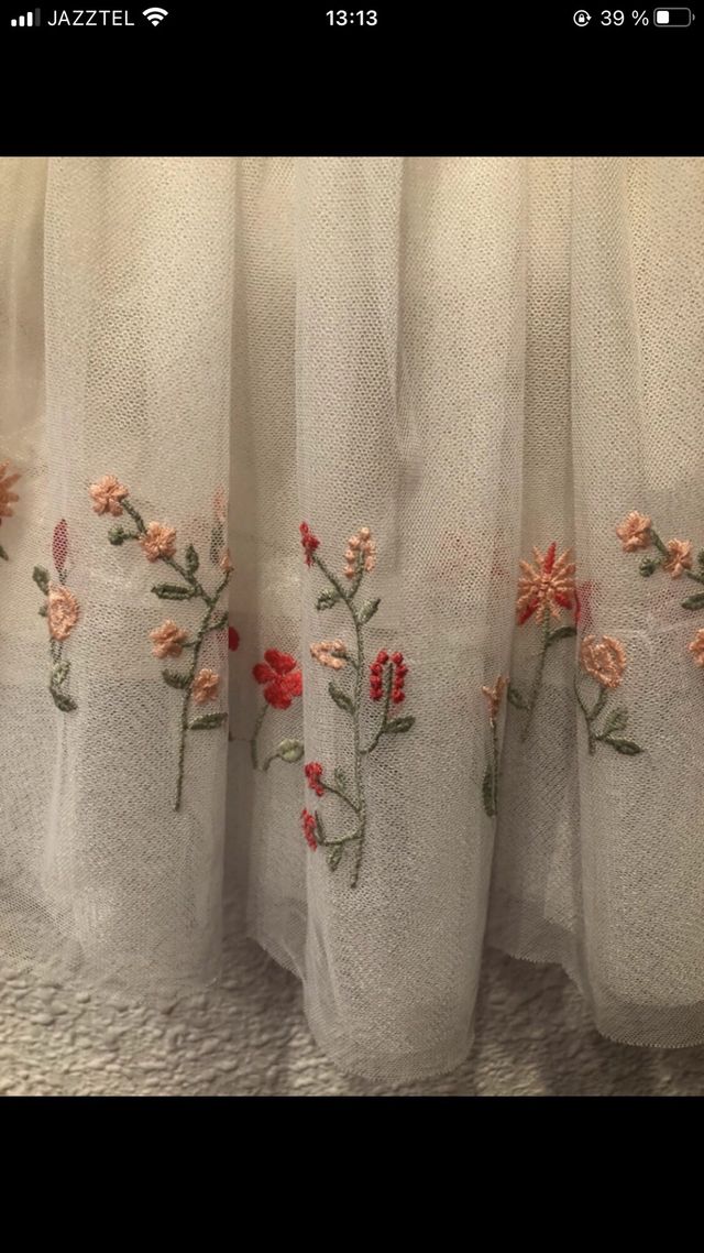 Falda tul niña bordada flores