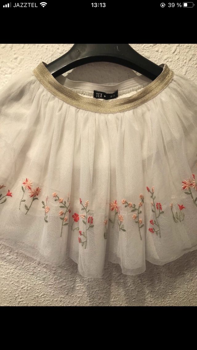 Falda tul niña bordada flores