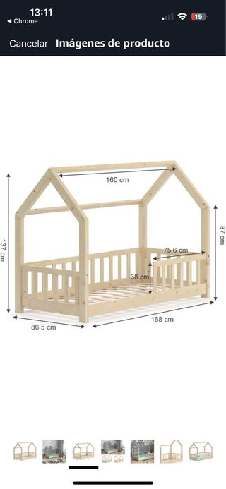 Cama Montessori infantil de madera