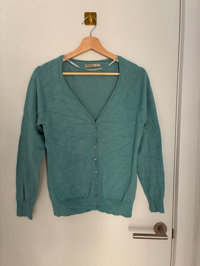 Chaqueta punto turquesa Blanco