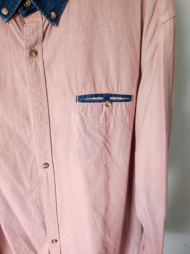 Camisa SELECTED HOMME denim y rojo/rosa