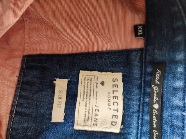 Camisa SELECTED HOMME denim y rojo/rosa