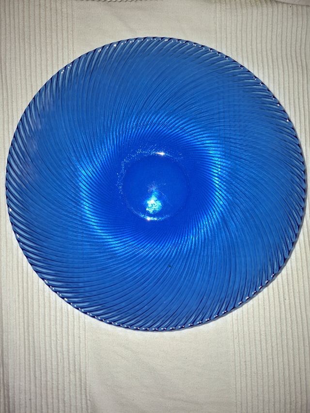 Bol azul decorativo de cristal grande