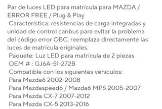 Luces matrícula LED Mazda
