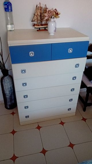 2 Cómodas Blancas y Azul