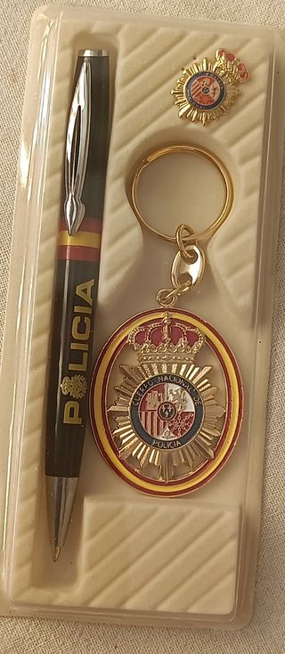 Bolígrafo más llavero más Insignia pin Policía Nac