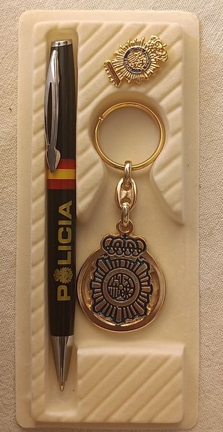 Bolígrafo más llavero más Insignia pin Policía Nac