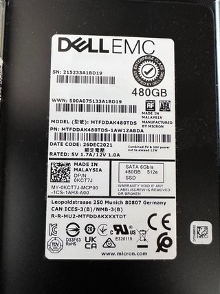 SSD DELL 480GB Servidor MTFDDAK480TDS 