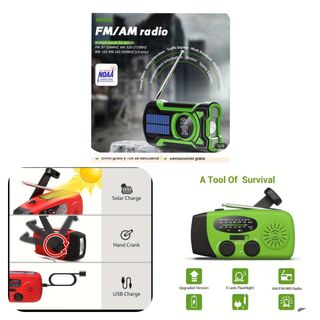 Radio-linterna solar y manivela