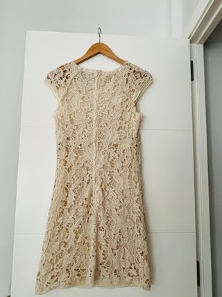 Vestido beige encaje de guipur Purificación García