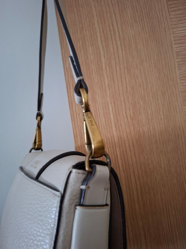 Bolso Ralph Lauren beige piel granulado