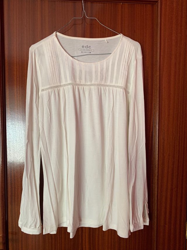 Camiseta edc beige manga larga talla S.