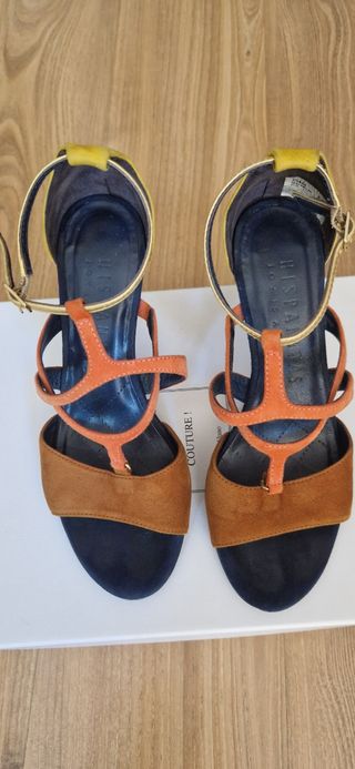 Sandalias Hispanitas tacón- Marrón-Naranja