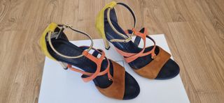 Sandalias Hispanitas tacón- Marrón-Naranja