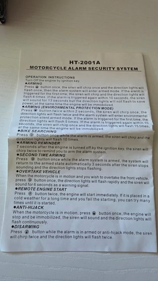 Alarma moto HT-2001 - Anti-robo