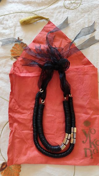 Collar Yokana étnico - dorado, plateado y negro