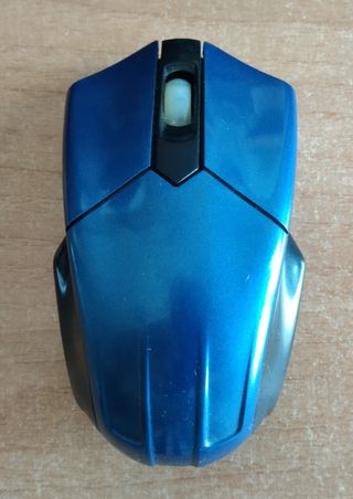 Mini ratón óptico inalámbrico azul