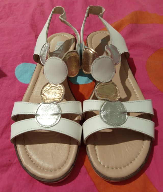 Sandali donna vera pelle bianco argento