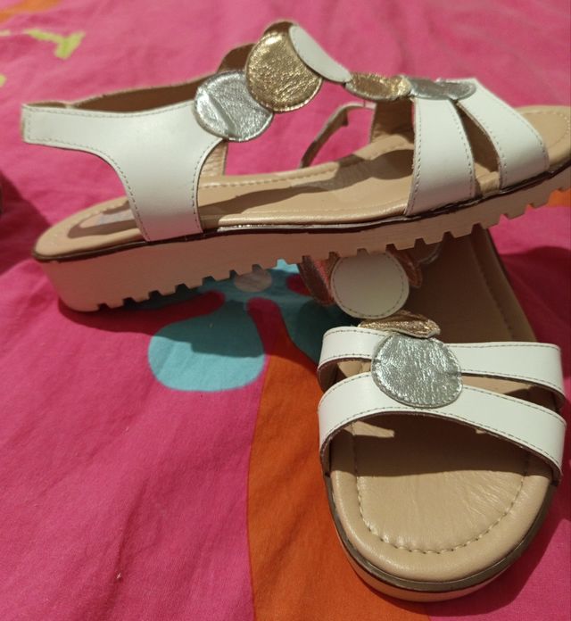 Sandali donna vera pelle bianco argento