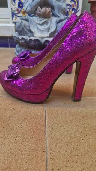 Zapatos fiesta purpurina - tacón alto